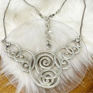 Brighton Open Scroll Statement Collar Necklace Silver Plate
